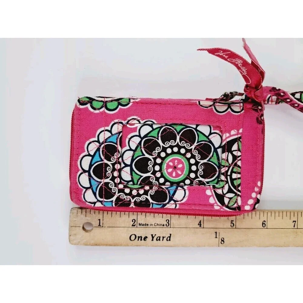 Vera Bradley Carry All Wristlet In Paisley Pattern Wallet Coin Purse Pink - Picture 4 of 5